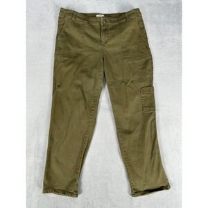 J. Jill Pants Womens 14 Petite Olive Green Denim Utility Cargo Straight Leg